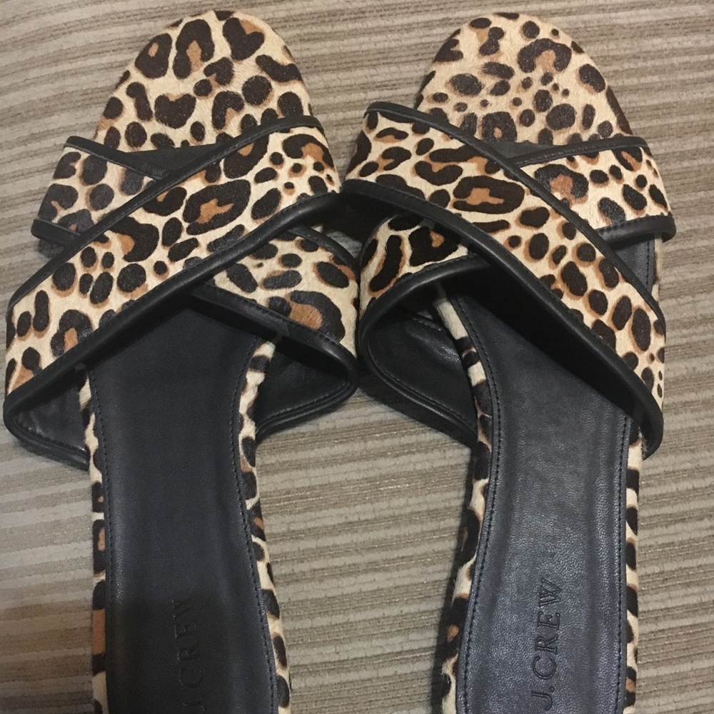 Leopard Criss Cross Flat Sandals